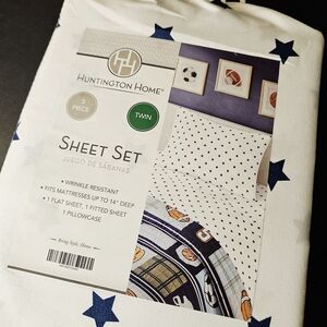 Stars 3 Piece Sheet Set Navy White Huntington Home